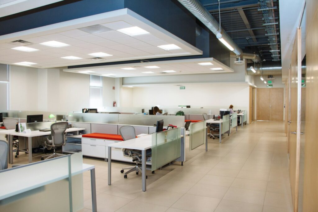 Open Office Space with T-Grid Lighting